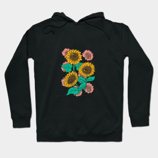 Cheery Sunflowers on Pink with Bees Hoodie